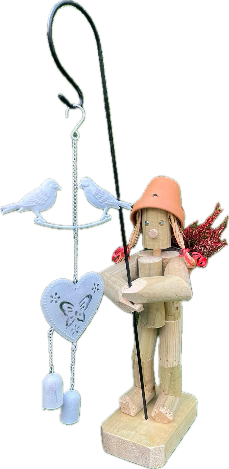 Standing Girl or Boy with Crooks & wind chimes - bird