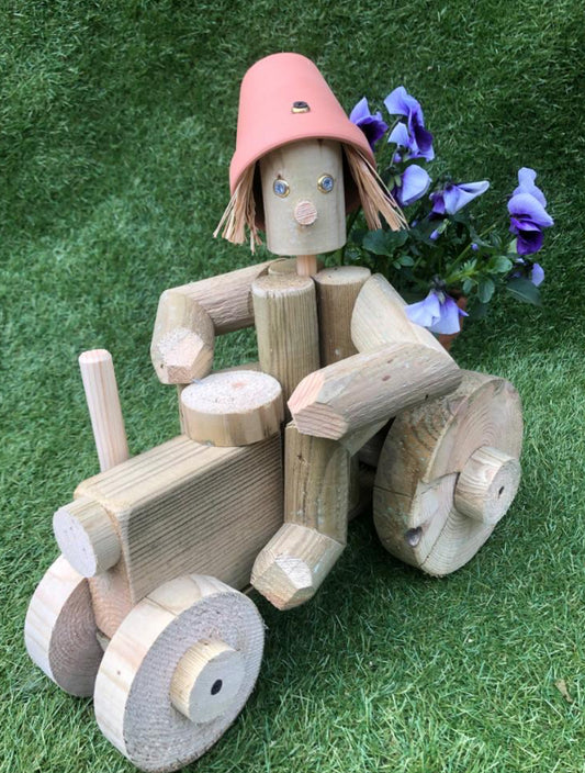 small wooden tractor