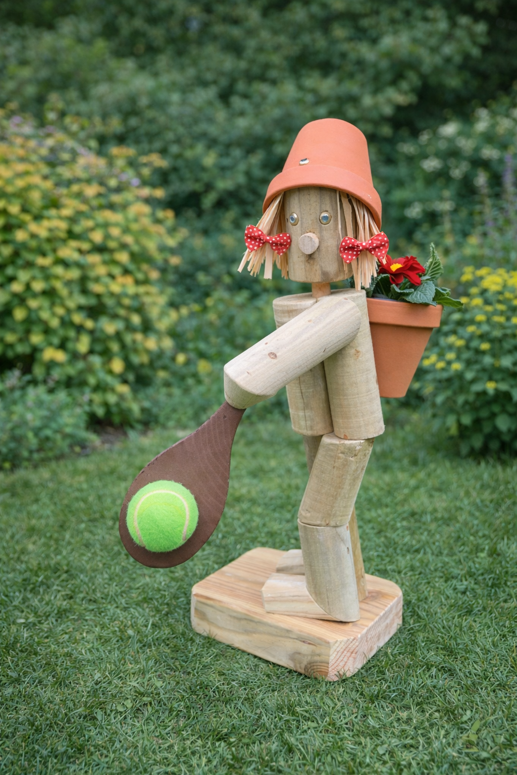 Tennis Player Flowerpot Figurine